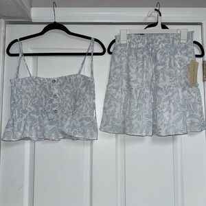 Floral Print Skirt in Blue